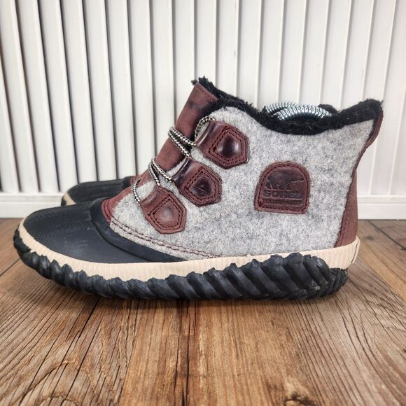 Sorel Out N About Plus NL3973-628 Womens Sz 6 Gray Felt Boho Ankle Booties Boots - Picture 3 of 9